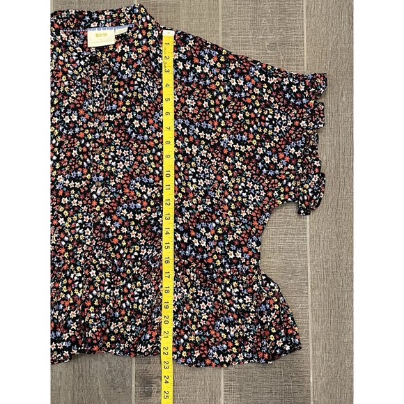 Maeve Anthropologie Mallory Ruffled Blouse Top Small Size Oversized Buttons - Picture 10 of 15